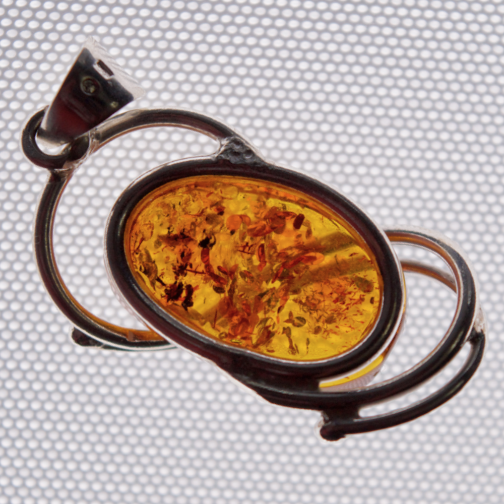 Behold the "Helix of Amber Light," - Baltic Amber Elegance in Twisted 925 Sterling Silver Necklace (Pendant with Sterling Silver Chain)