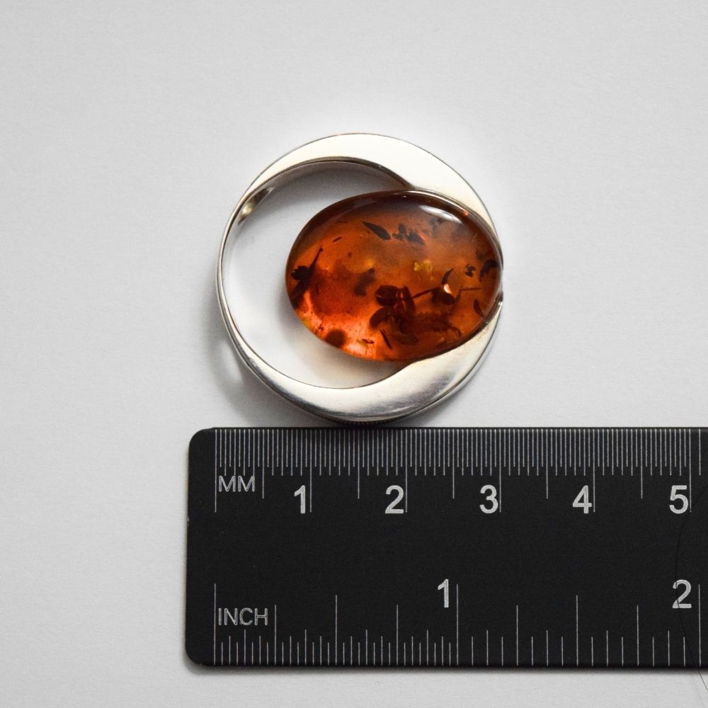 Cognac Glow - The Amber Radiance 925 Sterling Silver Necklace (Pendant with Sterling Silver Chain)