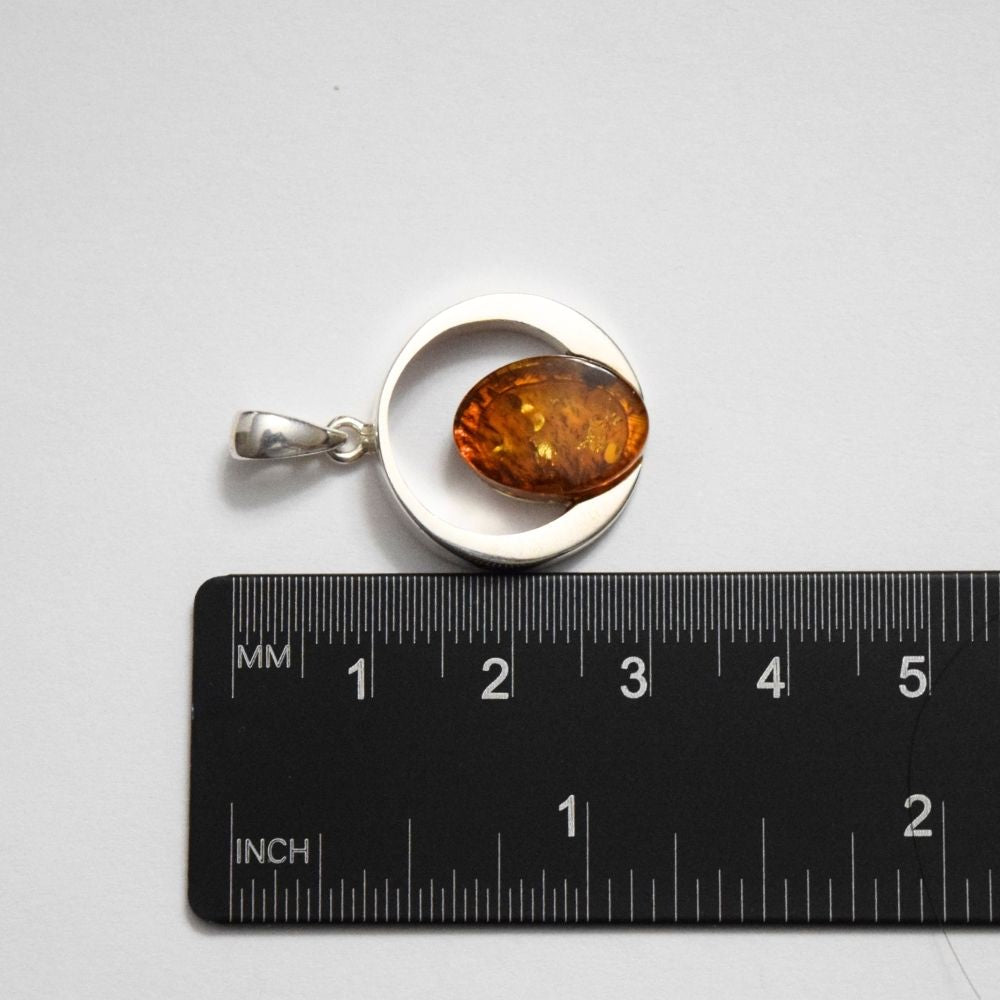 Cognac Radiance - The Amber Essence 925 Sterling Silver Necklace (Pendant with Sterling Silver chain)