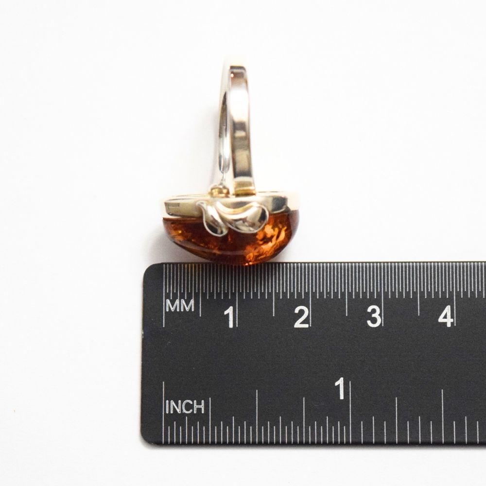Whispers of Nature - Teardrop Elegance Cognac Baltic Amber 925 Sterling Silver Ring