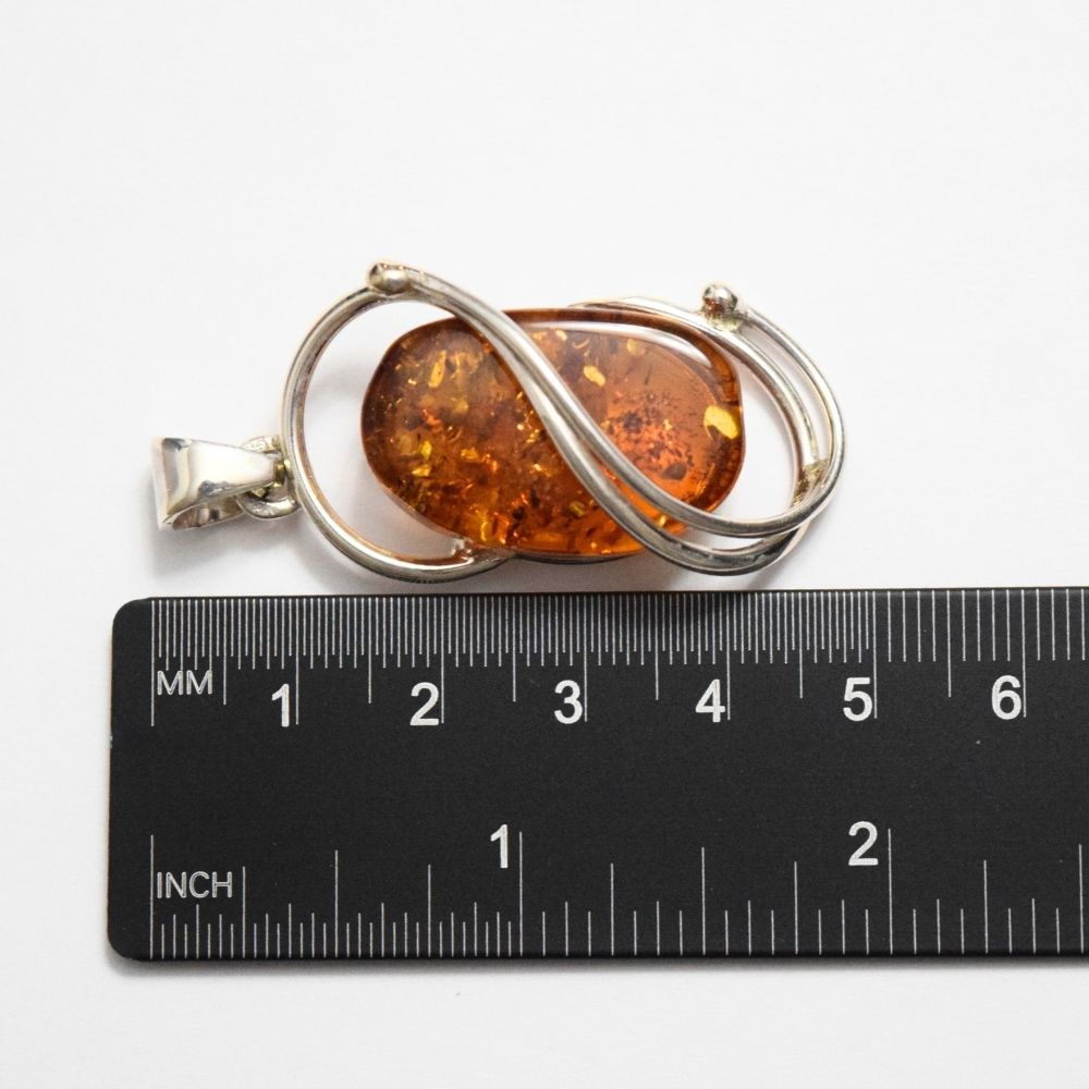 Behold the "Helix of Amber Light," - Baltic Amber Elegance in Twisted 925 Sterling Silver Necklace (Pendant with Sterling Silver Chain)