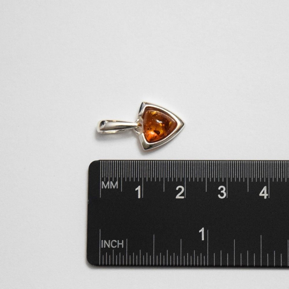 Cognac Vertex - Triangular Baltic Amber 925 Sterling Silver Necklace (Pendant with Sterling Silver Chain)