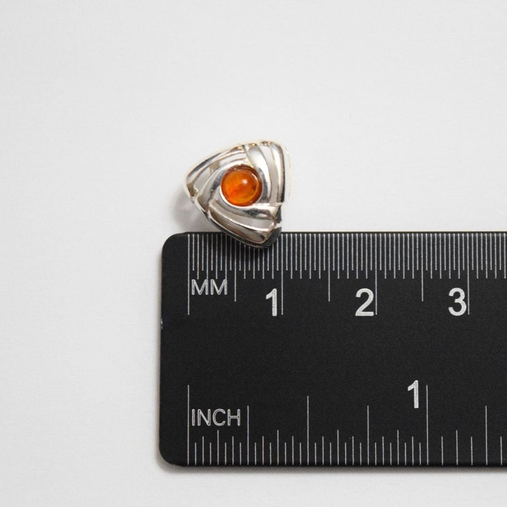 Cognac Charm - The Triangular Celtic Baltic Amber Stud Earrings in 925 Sterling Silver