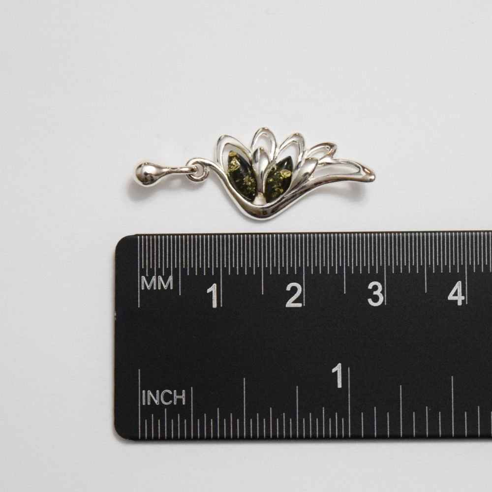 Angel Wings - Green Baltic Amber 925 Sterling Silver Drop Earrings