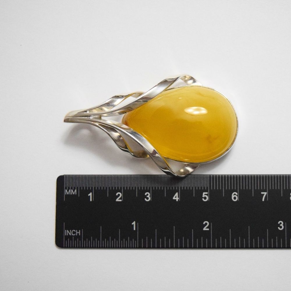 Ethereal Drift - The Silk Sail Amber 925 Sterling Silver Necklace (Pendant with Sterling Silver Chain)