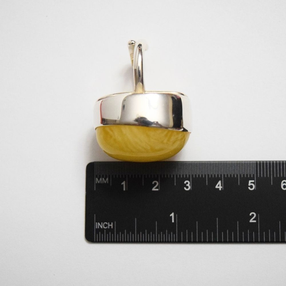 Lemon Zest - The Butterscotch Amber Arc 925 Sterling Silver Ring