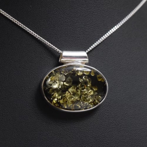 Emerald Whisper - The Verdant Inclusion 925 Sterling Silver Necklace (Pendant with Sterling Silver Chain)