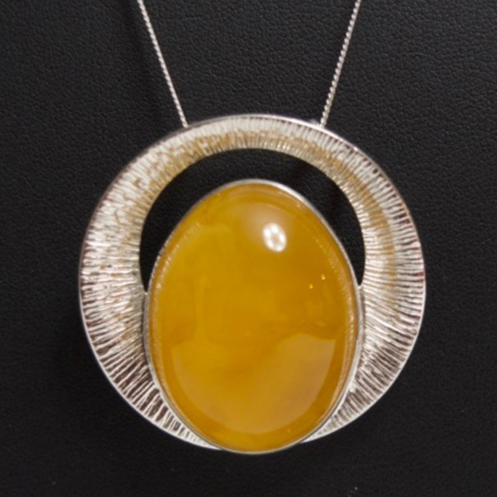 Sunrise Splendor - The Amber Radiant Glow 925 Sterling Silver Necklace (Pendant with Sterling Silver Chain)