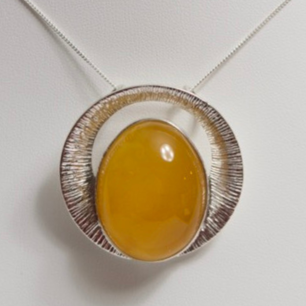 Sunrise Splendor - The Amber Radiant Glow 925 Sterling Silver Necklace (Pendant with Sterling Silver Chain)