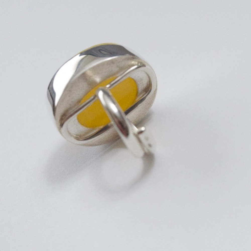 Lemon Zest - The Butterscotch Amber Arc 925 Sterling Silver Ring