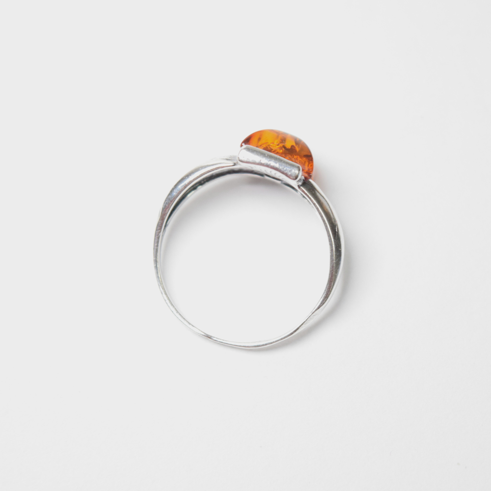 Cognac Solitaire - A Beautiful Square Amber 925 Sterling Silver Ring