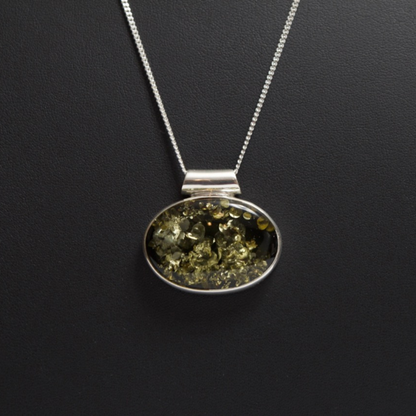 Emerald Whisper - The Verdant Inclusion 925 Sterling Silver Necklace (Pendant with Sterling Silver Chain)