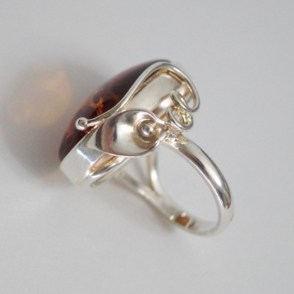 Nature's Grace - The Amber Calla Elegance 925 Sterling Silver Ring