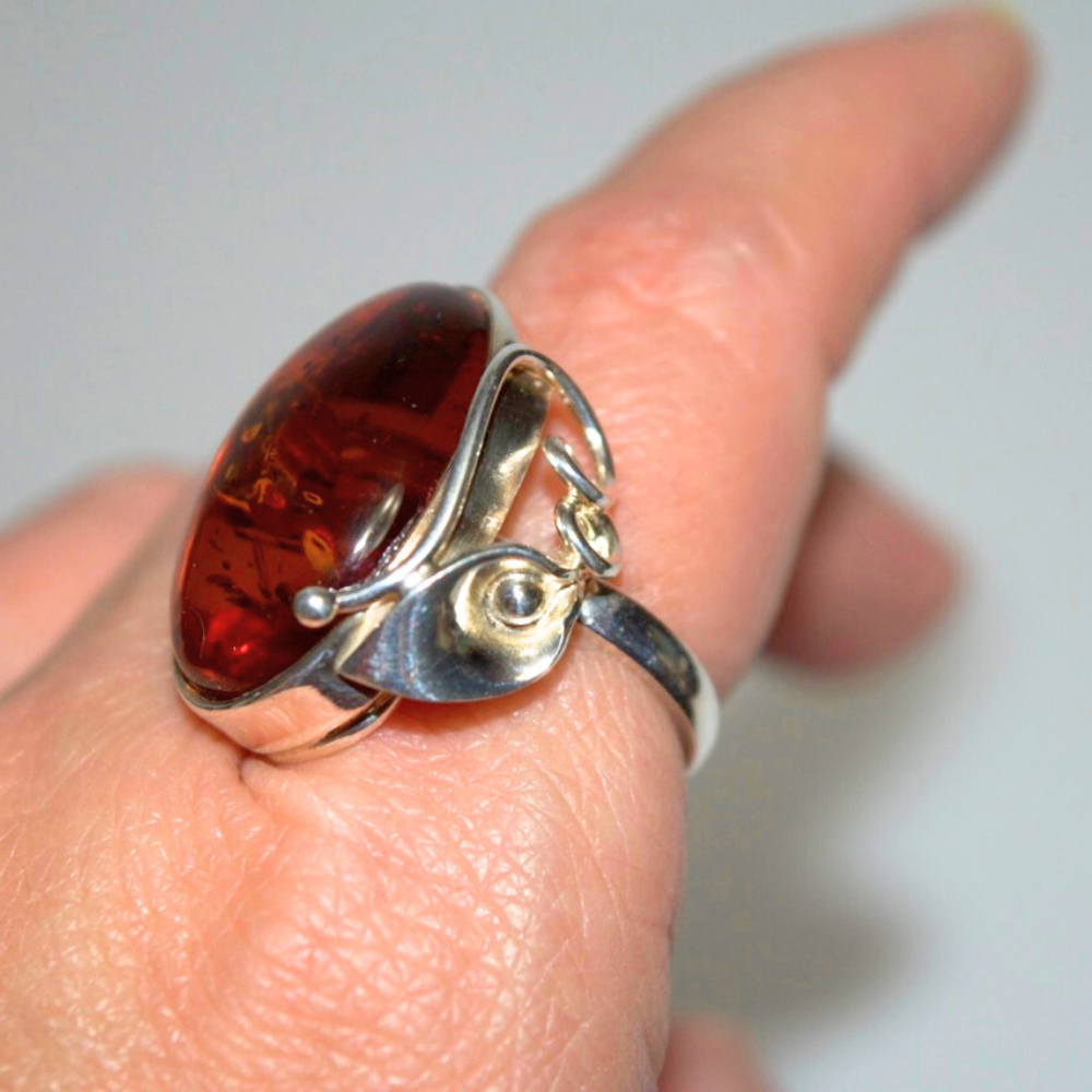 Nature's Grace - The Amber Calla Elegance 925 Sterling Silver Ring