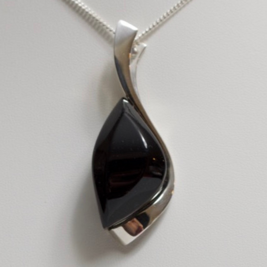 Mystic Gaze - The Cherry Noir Amber Eye 925 Sterling Silver Necklace (Pendant with Sterling Silver Chain)