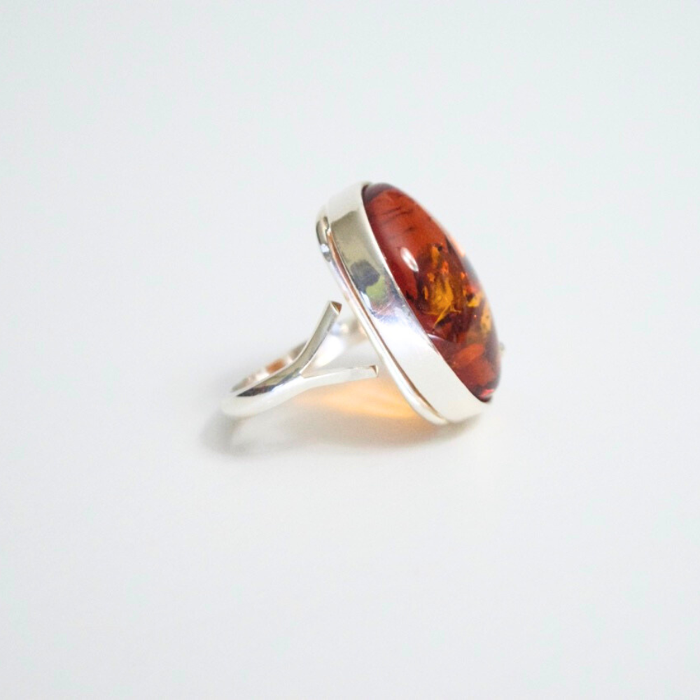 Nature's Grace - The Amber Calla Elegance 925 Sterling Silver Ring