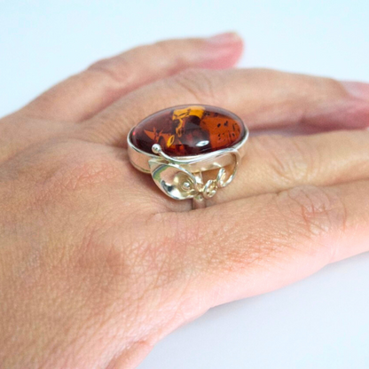 Nature's Grace - The Amber Calla Elegance 925 Sterling Silver Ring