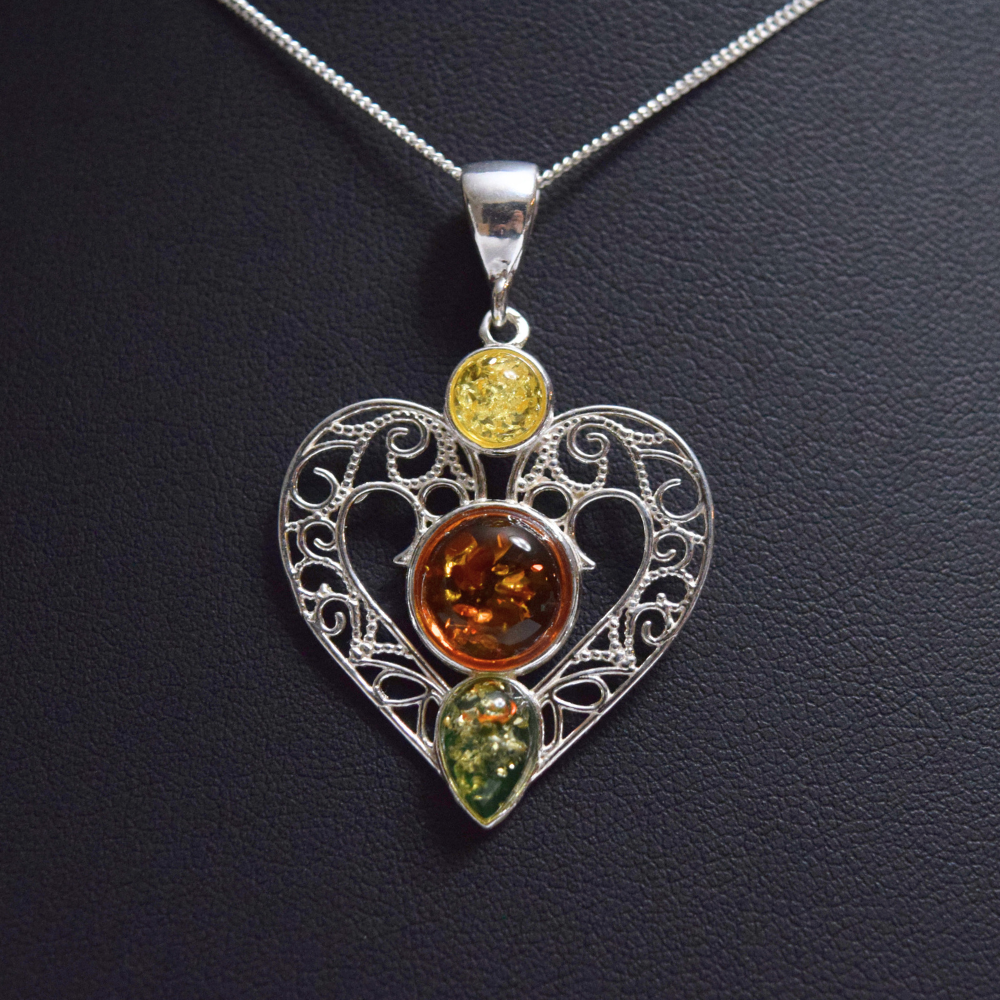 Baltic Amber Heart Pendant online necklace