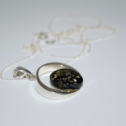 Eternal Verdure - The Olive Amber Harmony Necklace (Pendant with Sterling Silver Chain)