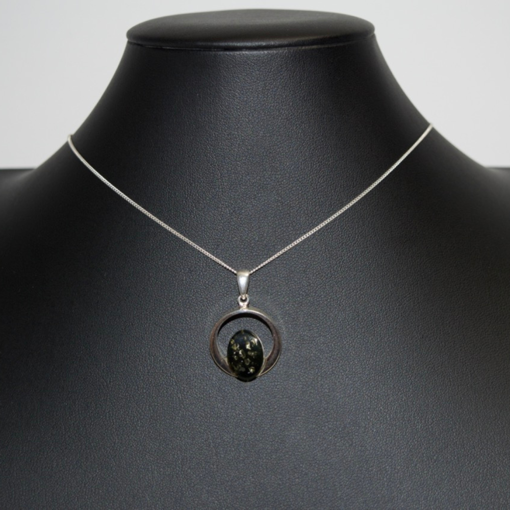 Eternal Verdure - The Olive Amber Harmony Necklace (Pendant with Sterling Silver Chain)