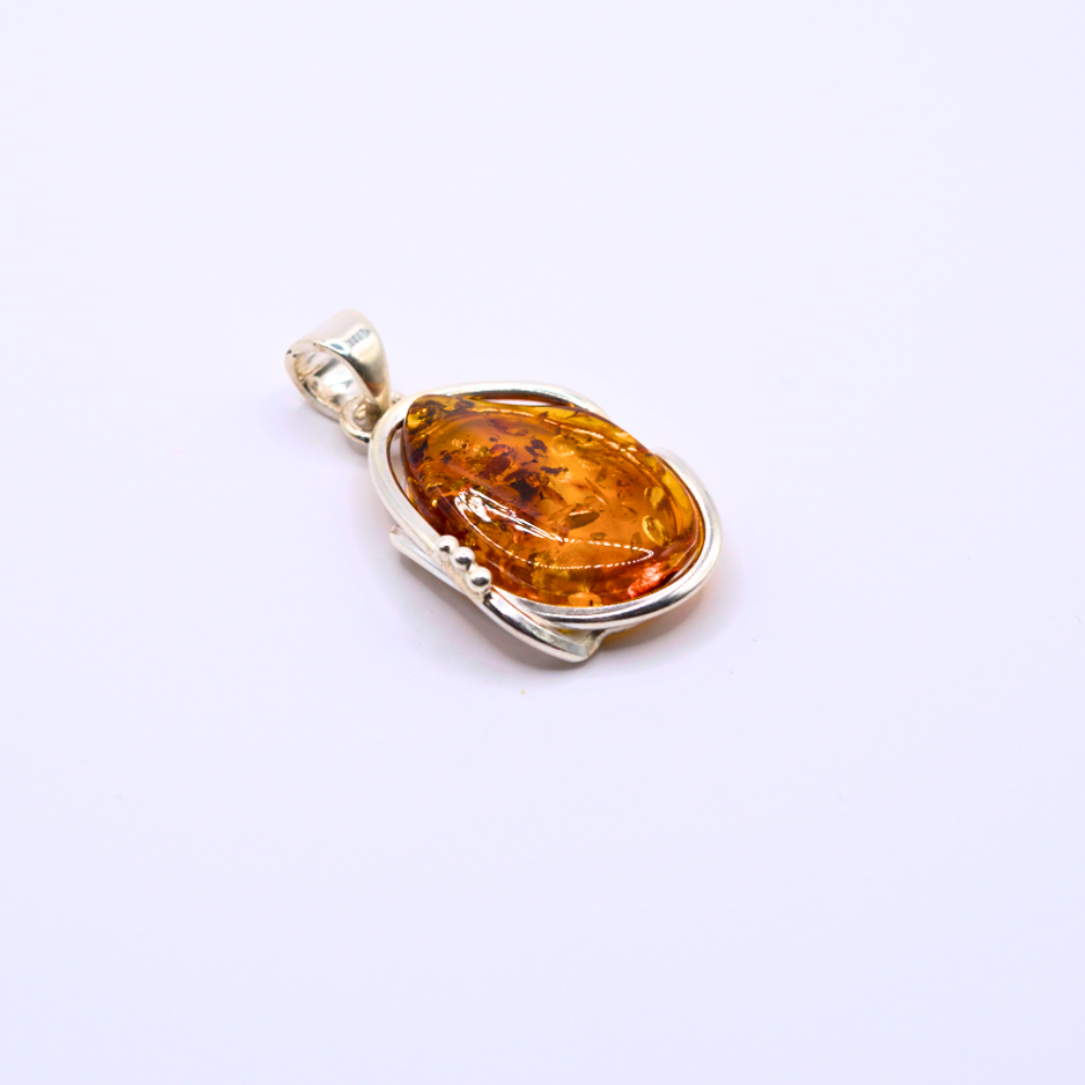 Cognac Cascade - Amber Elegance 925 Sterling Silver Necklace (Pendant with Sterling Silver Chain)