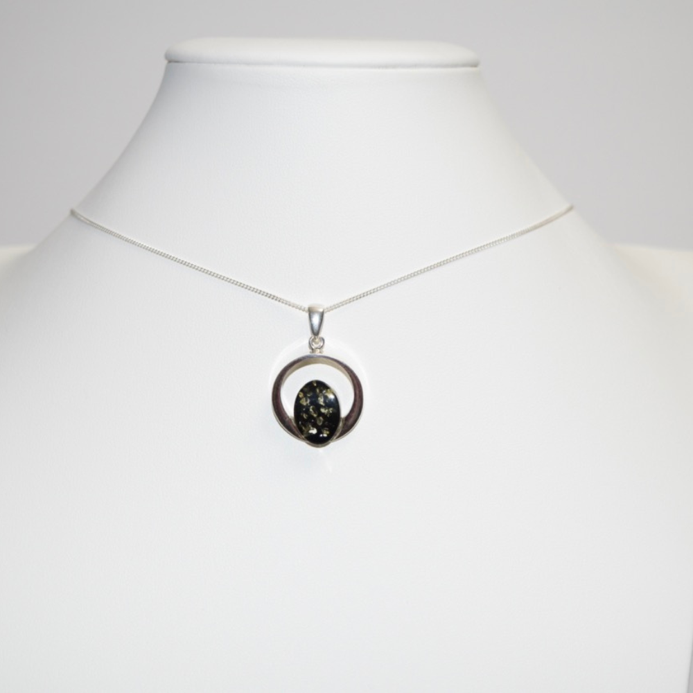 Eternal Verdure - The Olive Amber Harmony Necklace (Pendant with Sterling Silver Chain)