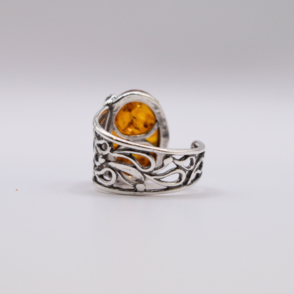 Amber Allure - Artisan-Crafted Gorgeous Baltic Amber 925 Sterling Silver Ring