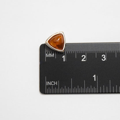 Cognac Vertex - Triangular Baltic Amber 925 Sterling Silver Stud Earrings