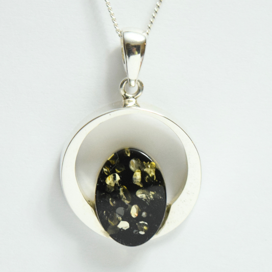 Eternal Verdure - The Olive Amber Harmony Necklace (Pendant with Sterling Silver Chain)