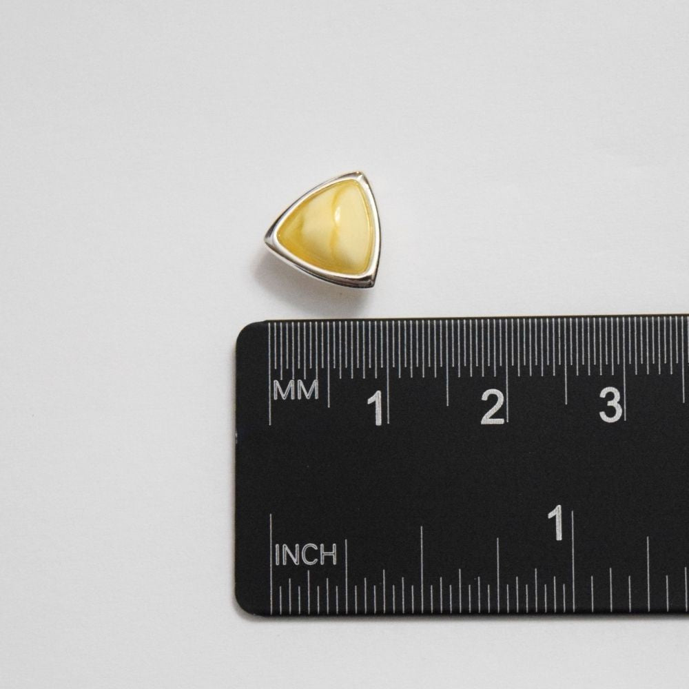 Lemon Light - Lemon Baltic Amber 925 Sterling Silver Triangular Stud Earrings