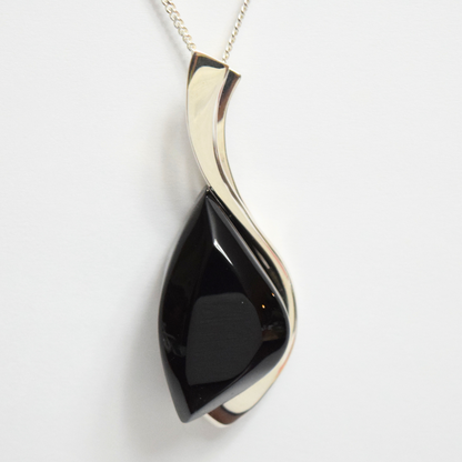 Mystic Gaze - The Cherry Noir Amber Eye 925 Sterling Silver Necklace (Pendant with Sterling Silver Chain)