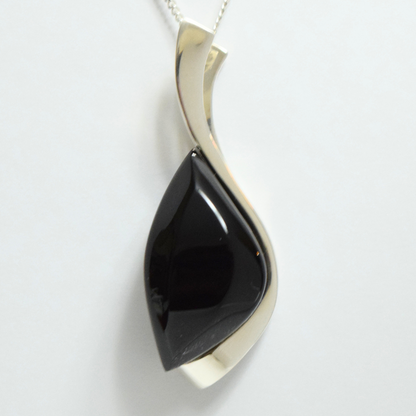 Mystic Gaze - The Cherry Noir Amber Eye 925 Sterling Silver Necklace (Pendant with Sterling Silver Chain)