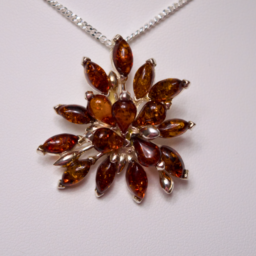 Amber Constellation - Majestic Baltic Amber 925 Sterling Silver Necklace (Pendant with Sterling Silver Chain)