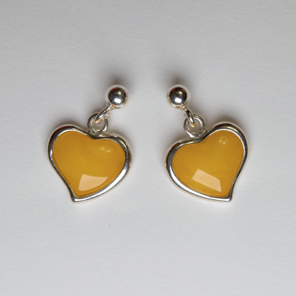 Lemon Love - Classic Lemon Yellow Heart Silhouette 925 Sterling Silver Drop Earrings