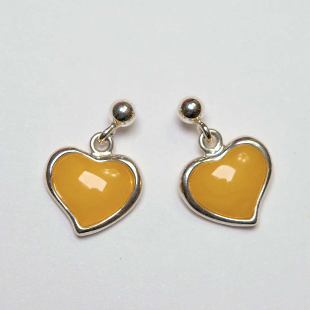 Lemon Love - Classic Lemon Yellow Heart Silhouette 925 Sterling Silver Drop Earrings