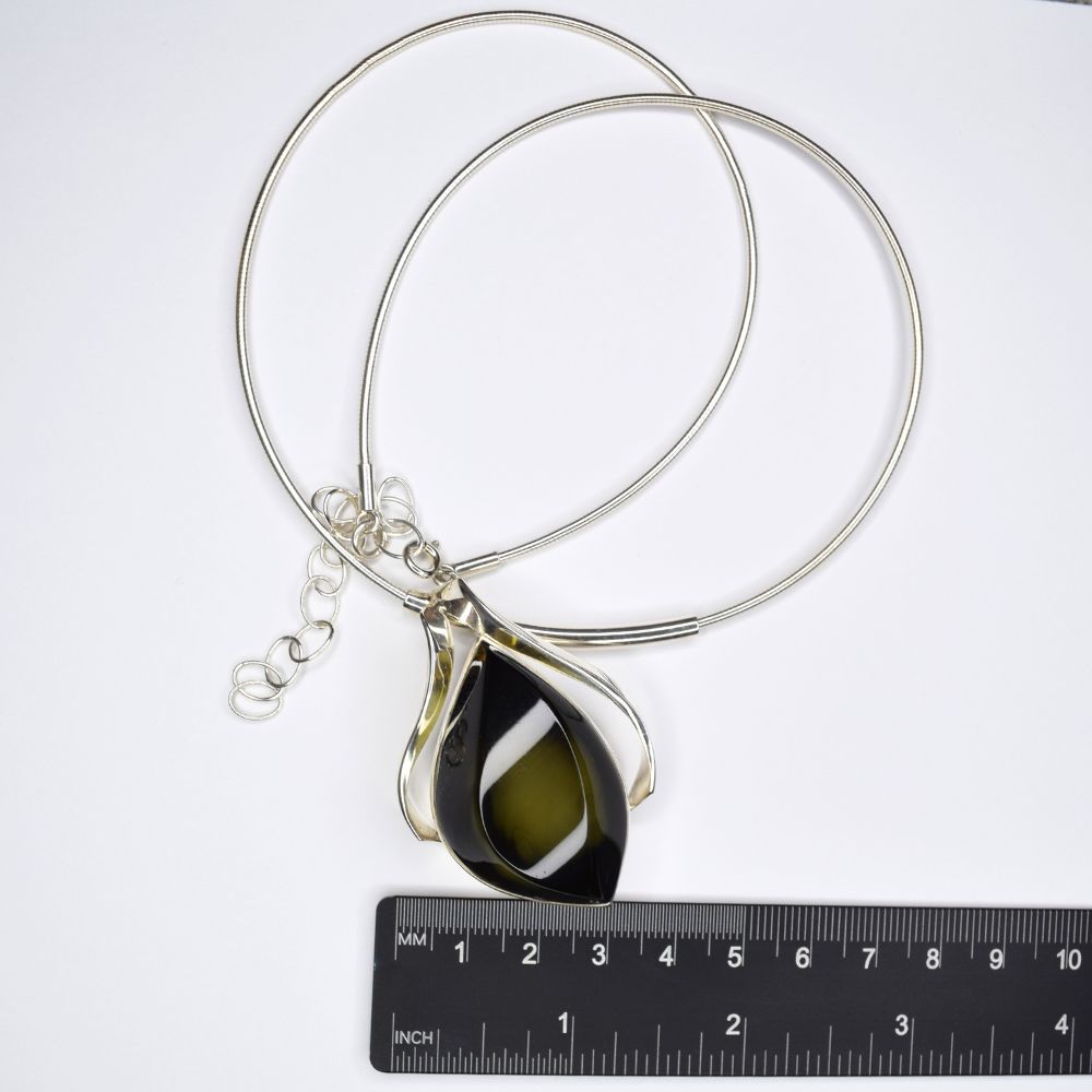 Olive Mirage - The Enchanted Eye Amber 925 Sterling Silver Necklace (Pendant with Sterling Silver Chain)