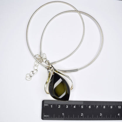 Olive Mirage - The Enchanted Eye Amber 925 Sterling Silver Necklace (Pendant with Sterling Silver Chain)