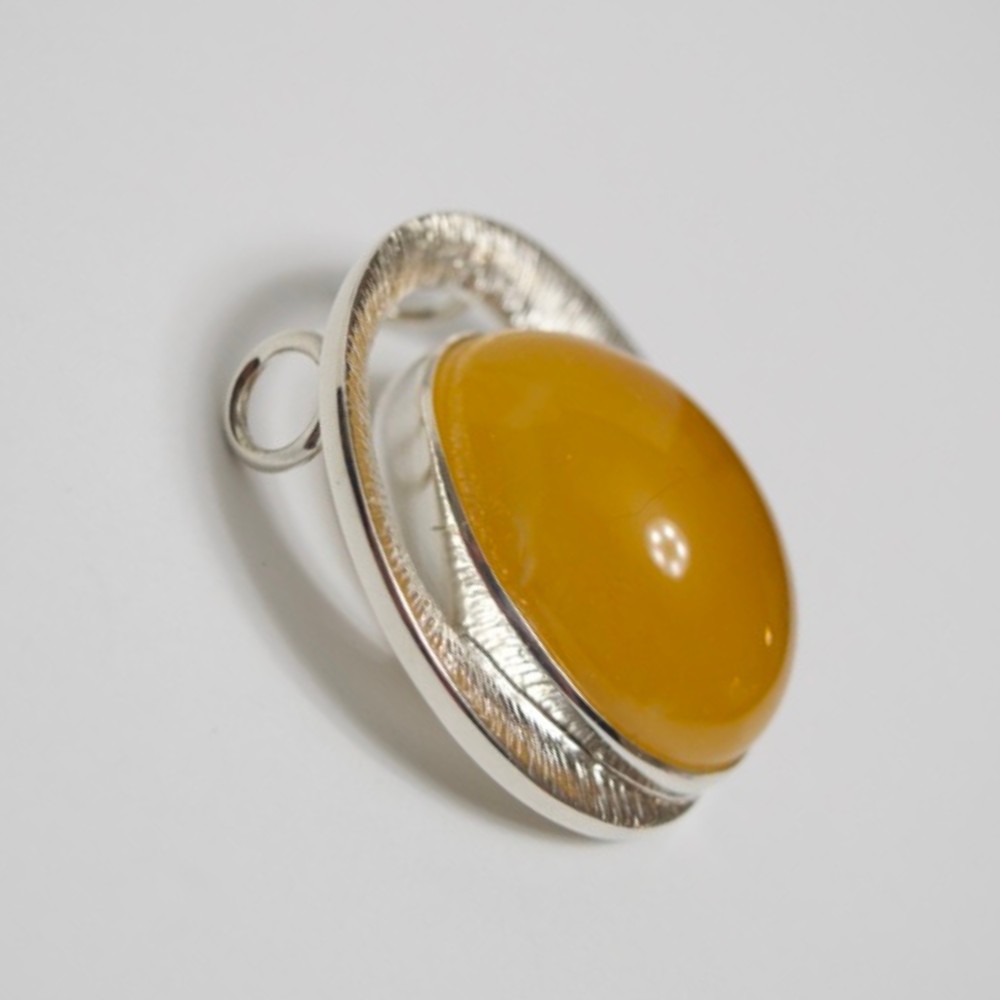Sunrise Splendor - The Amber Radiant Glow 925 Sterling Silver Necklace (Pendant with Sterling Silver Chain)