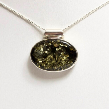 Emerald Whisper - The Verdant Inclusion 925 Sterling Silver Necklace (Pendant with Sterling Silver Chain)