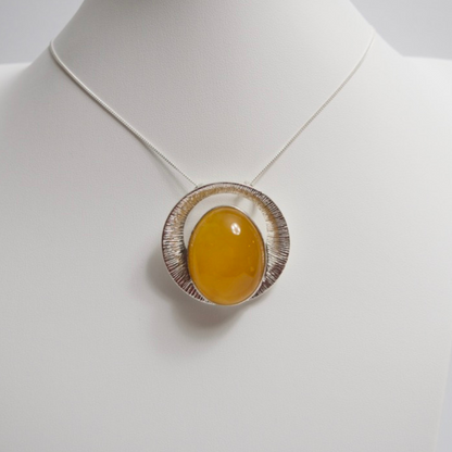 Sunrise Splendor - The Amber Radiant Glow 925 Sterling Silver Necklace (Pendant with Sterling Silver Chain)