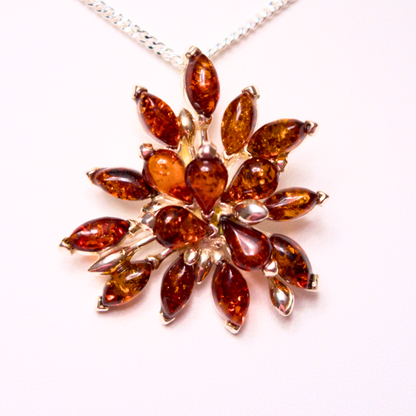 Amber Constellation - Majestic Baltic Amber 925 Sterling Silver Necklace (Pendant with Sterling Silver Chain)