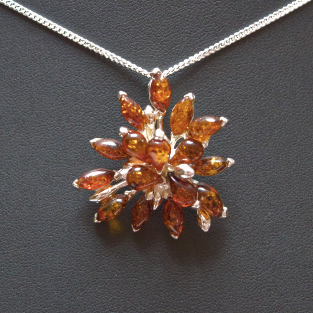 Amber Constellation - Majestic Baltic Amber 925 Sterling Silver Necklace (Pendant with Sterling Silver Chain)